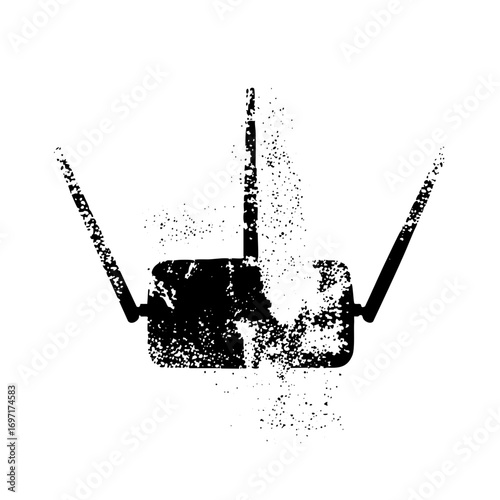Vector Distressed wireless router depicts connectivity technology.