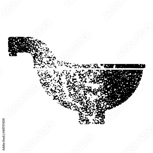Vector Monochrome toilet with dotted texture.