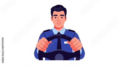 Professional Driver Illustration, Perfect for Training Materials, Transportation Services, and Safe Driving Campaigns, Ensuring Safety and Efficiency