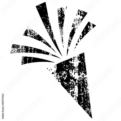 Vector Dynamic burst of fragmented shapes radiates from a central point.