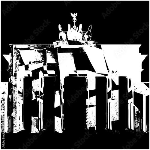 Vector Monumental gateway with winged figure
