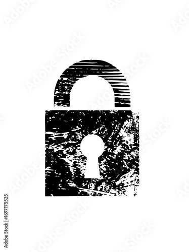 Vector Distressed padlock with keyhole