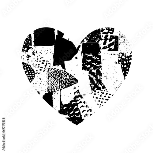 Vector Abstract heart composed of fragmented shapes.