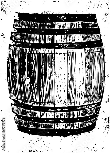 Vector Vintage wooden barrel with metal bands
