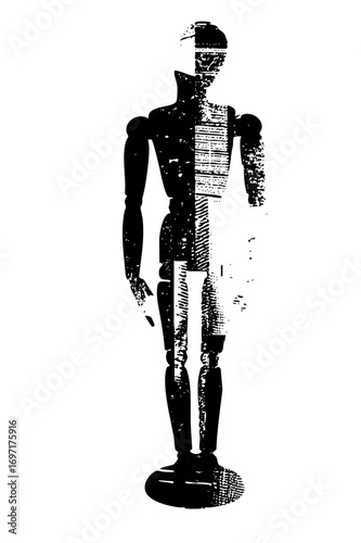 Vector Abstract humanoid figure with glitch effect.
