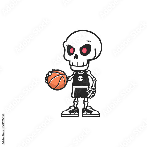Cartoon Skeleton Basketball Mascot
