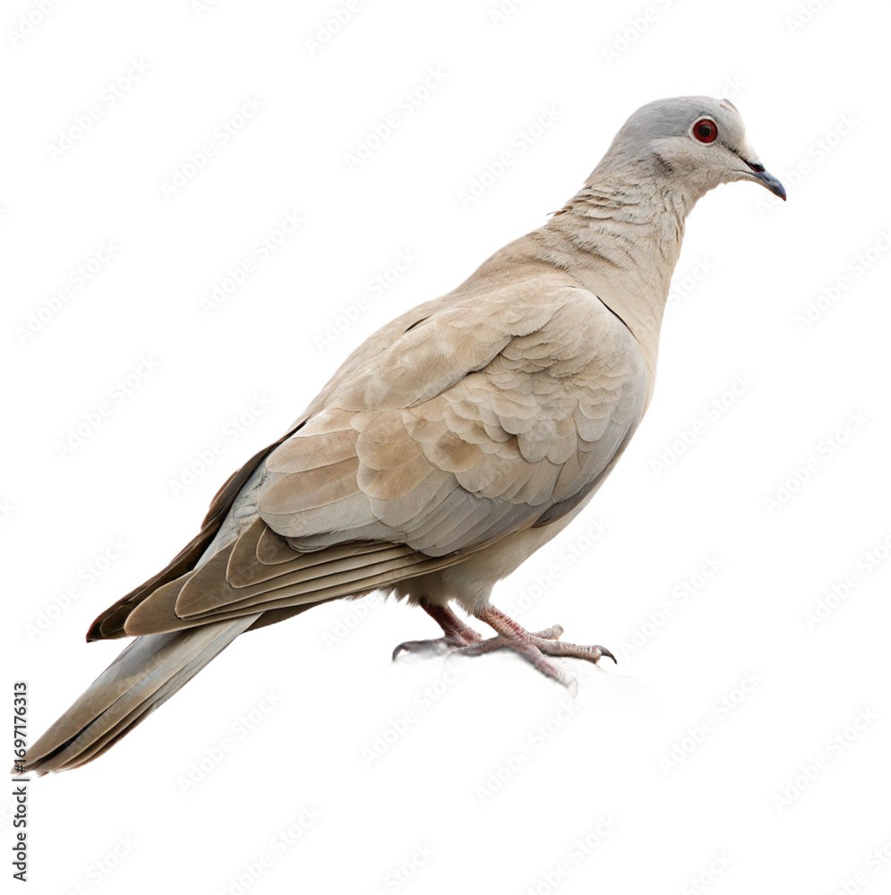 Naklejka premium Elegant dove perched on a bare branch, symbolizing peace and tranquility, perfect for nature themes. 