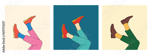 Design illustration feet or people slip retro unique 