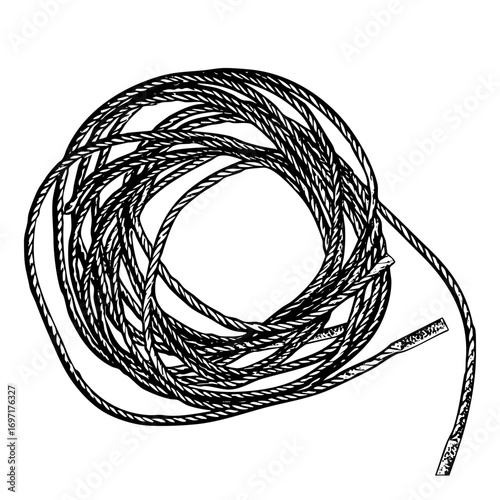 Vector Coiled rope features a detailed textured .