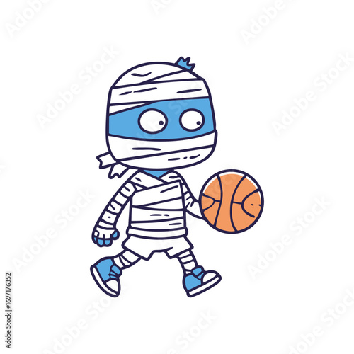 Cute Mummy Basketball Player Dribbling Ball