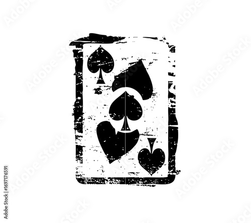 Vector Distressed Spade Playing Card