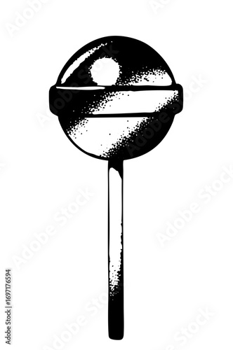 Vector Black and white of a spherical lollipop with a stick.
