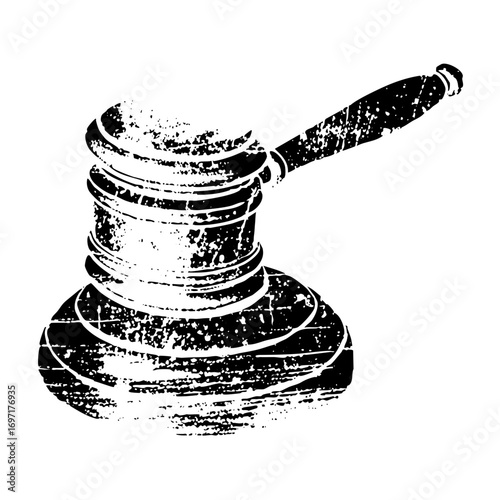 Vector Detailed of a justice gavel with a textured handle.
