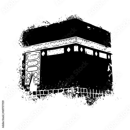 Vector Monochrome vector of a sacred building with ornate details.