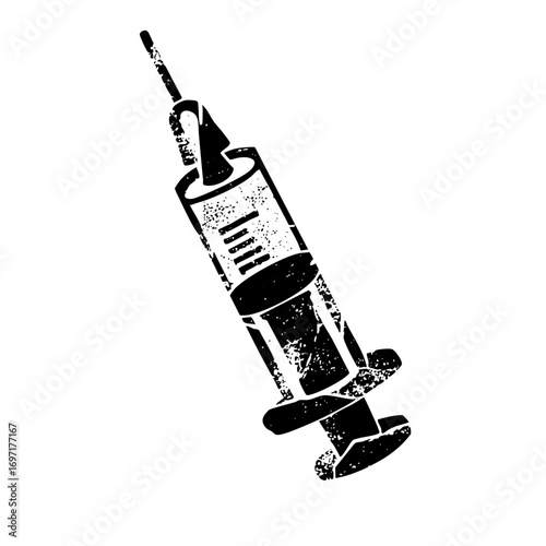Vector Detailed black syringe with .