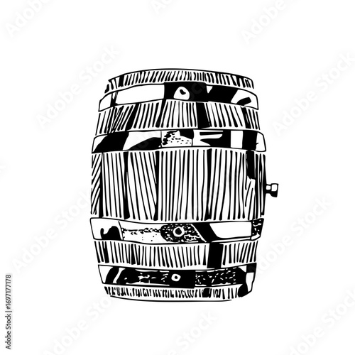 Vector Detailed of a wooden barrel with linear texture.