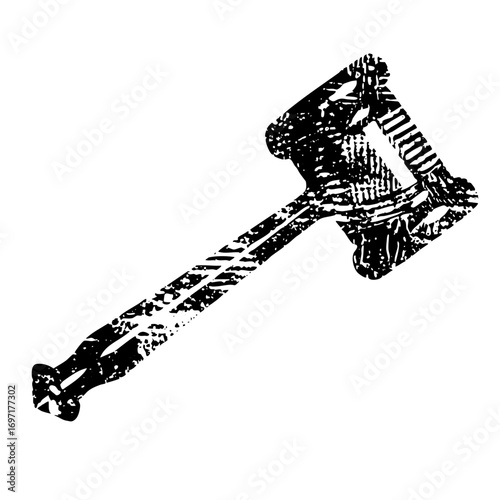 Vector Vintage hammer with ornate head .