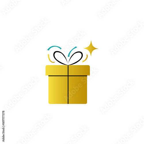Gift box icon. Holiday present vector. Surprise package symbol. Birthday gift element.