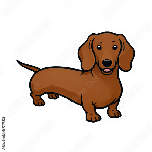 The happy dog: a cute cartoon drawing of a dachshund