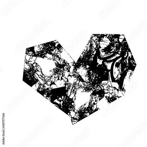 Vector Fractured heart with abstract black and white .