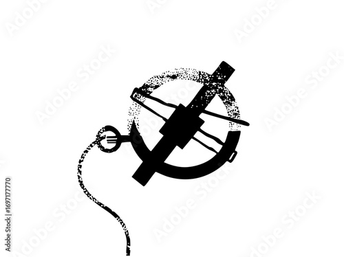 Vector Black vector of an anchor and crossbow combination.