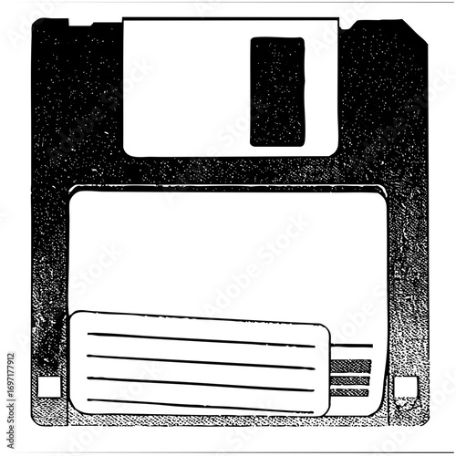 Vector Vintage floppy disk with write-protect notch.