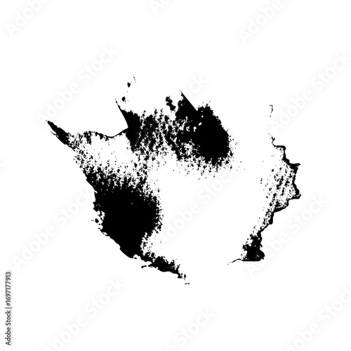 Vector Abstract splattered ink shape resembling a landmass.