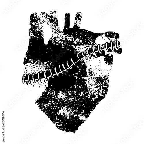 Vector Anatomical heart with spine .