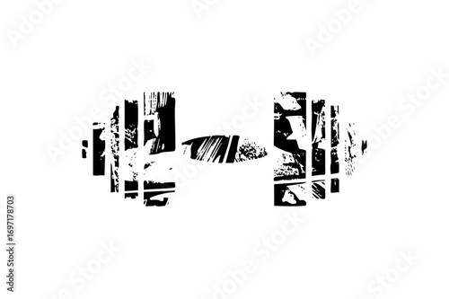 Vector Abstract distressed face profile composed of geometric shapes.