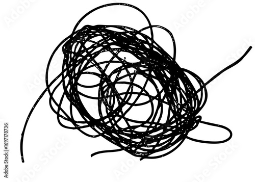 Vector Intricate tangle of black lines creates a chaotic scribble .