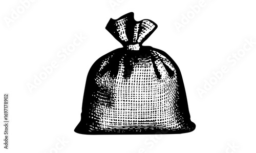 Vector Vintage drawstring pouch with dotted texture.