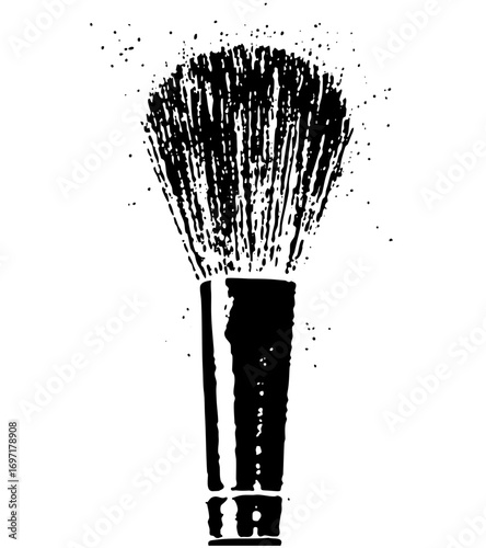 Vector Black makeup brush with textured bristles.