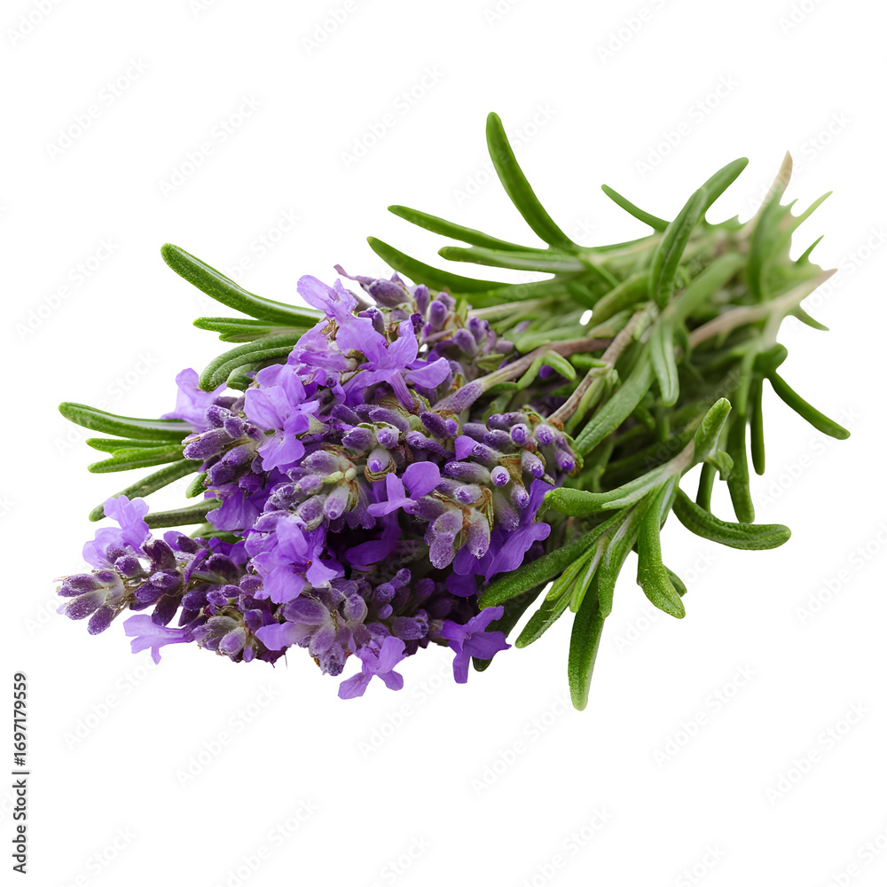 Naklejka premium Purple lavender sprigs isolated background
