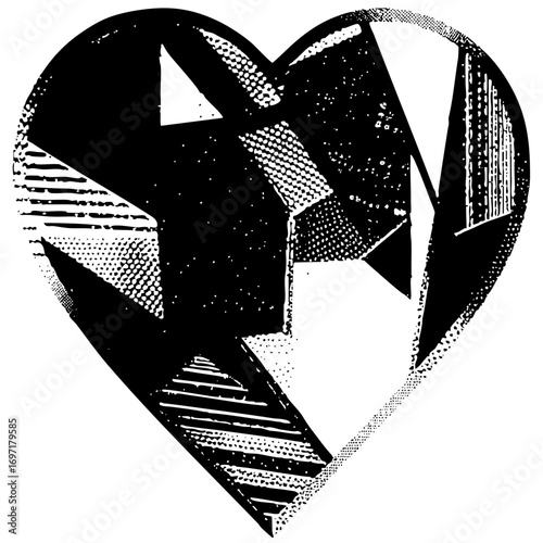 Vector Abstract heart with geometric arrow .