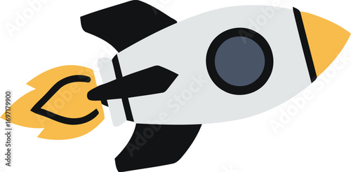 Rocket Launching: A dynamic and modern depiction of a rocket propelling towards the skies, with fiery flames igniting from its base, symbolizing progress and innovation