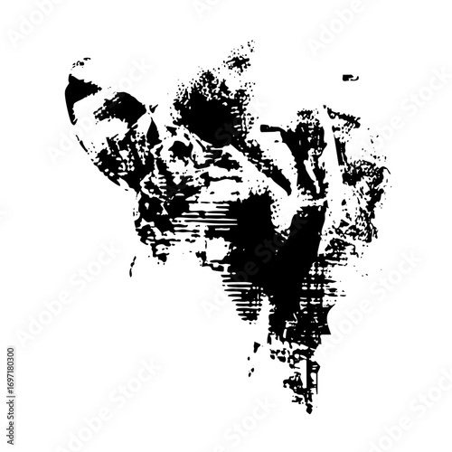 Vector Abstract portrait of a face composed of fragmented shapes.