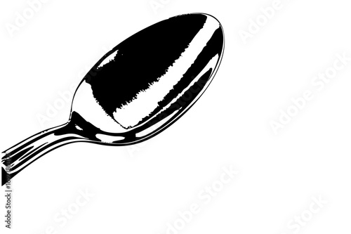 Vector Silver spoon with a reflective surface.