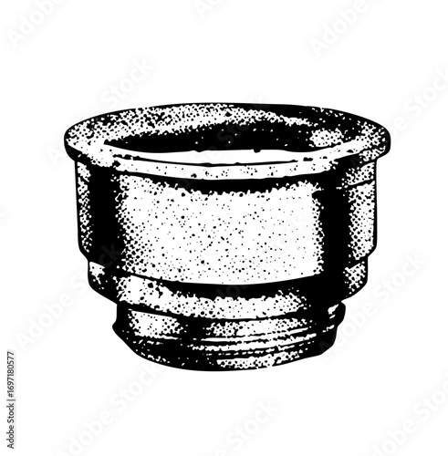 Vector Vintage ceramic pot with textured details.
