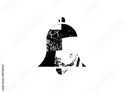 Vector Abstract bell with distressed texture.
