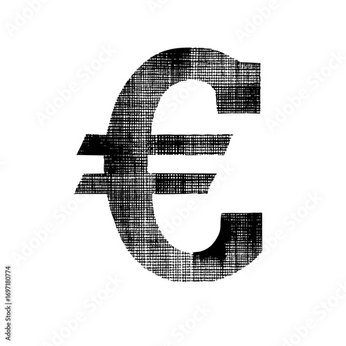 Vector Textured euro sign element.