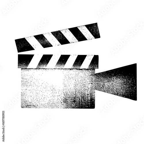 Vector Vintage film clapperboard and play button combination.