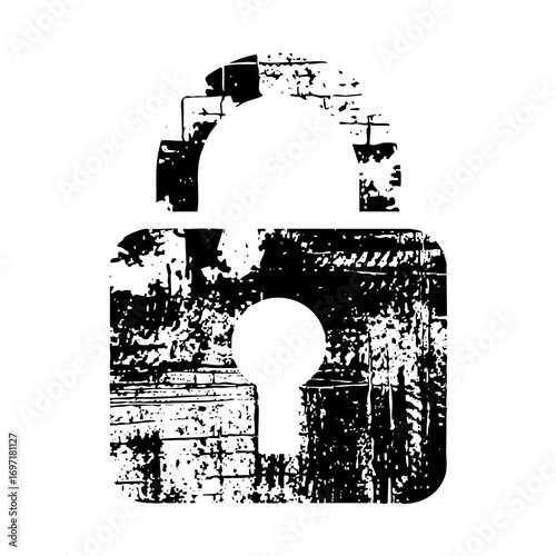 Vector Distressed padlock with keyhole .