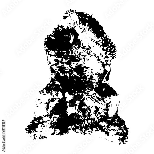 Vector Abstract figure of a seated person in a dynamic textured style.
