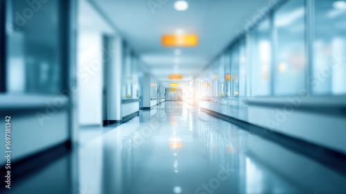 Modern Hospital Corridor: Clean, Bright, and Sterile Interior