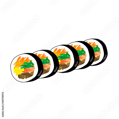韓国料理のキンパの海苔巻きのイラスト