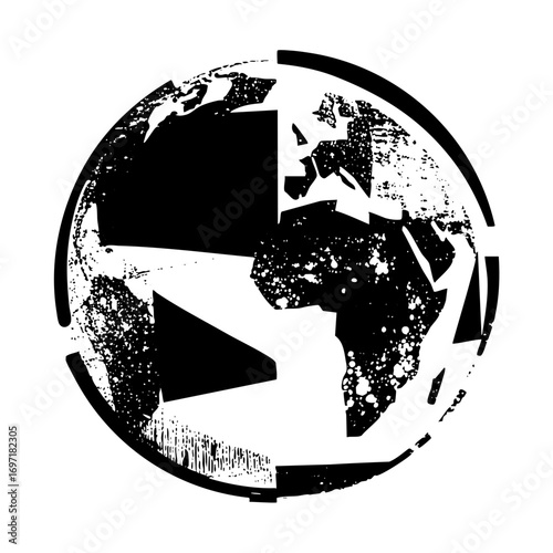 Vector Abstract globe with play button overlay.