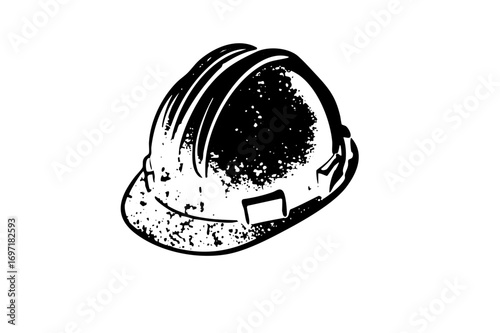 Vector Detailed of a worn construction helmet.