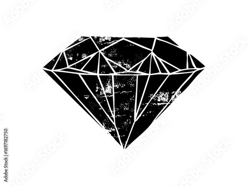 Vector Geometric black diamond with faceted .