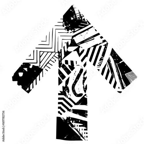 Vector Abstract arrow composed of geometric shapes.