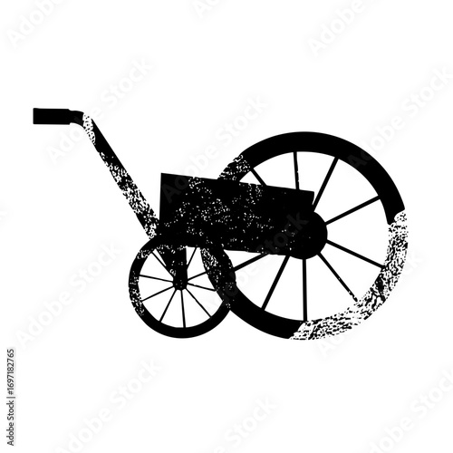 Vector Detailed of a push lawn mower with a grass clipping discharge.